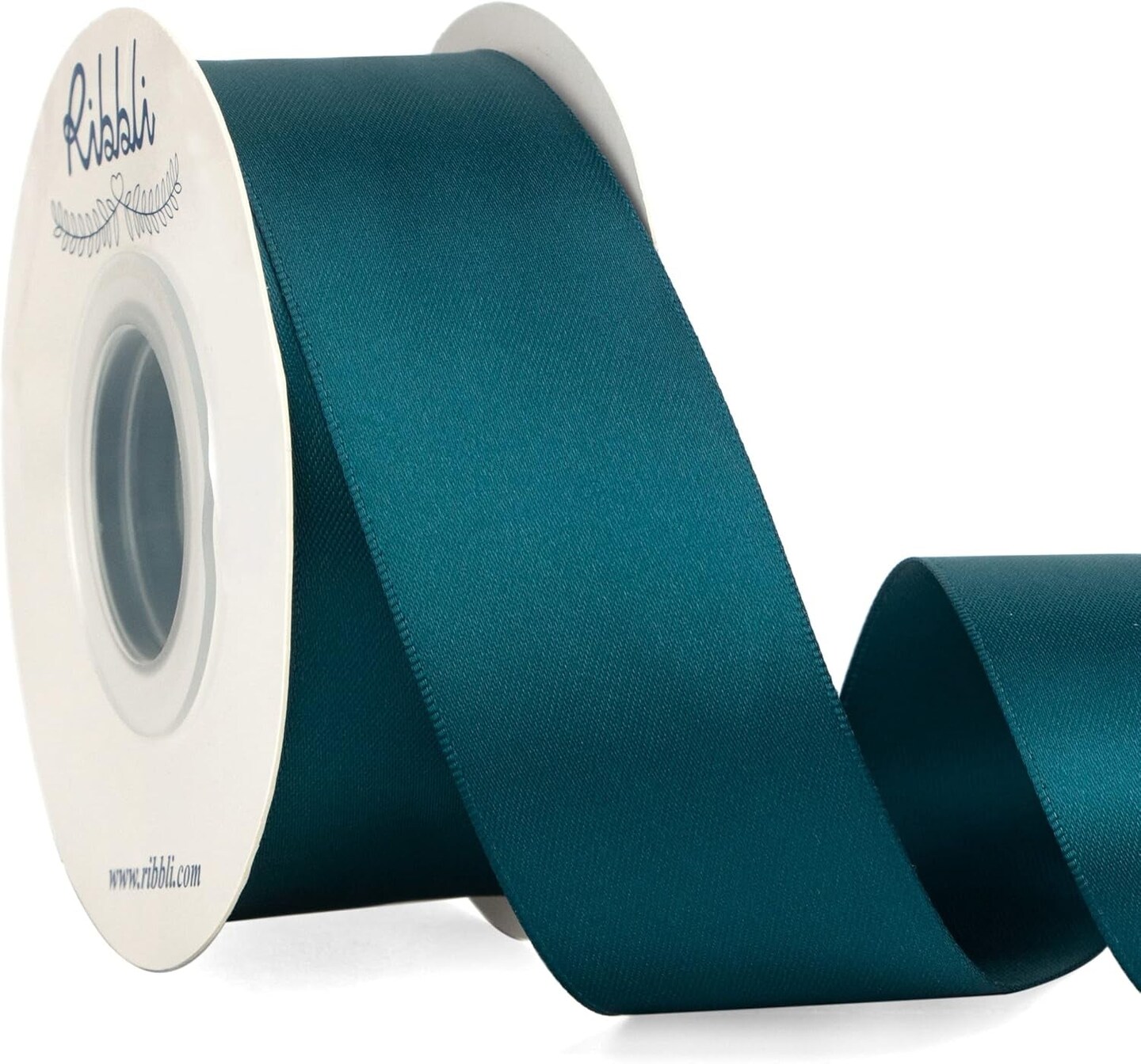 Double Faced Teal Ribbon,1-1/2&#x201D; X Continuous 25 Yards,Use for Bows Bouquet,Gift Wrapping,Floral Arrangement