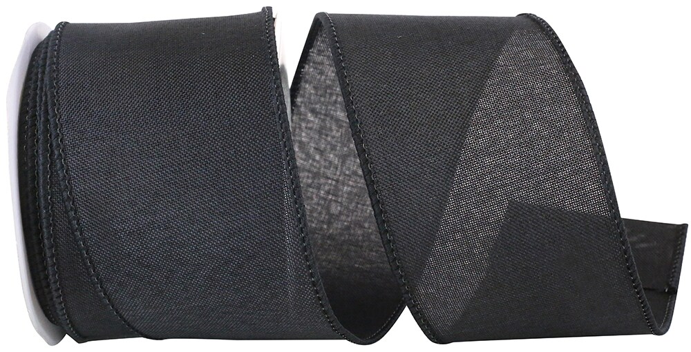 Every Day Linen Value Wired Edge Ribbon -- 2.5&#x22; x 10 yards -- Black Color
