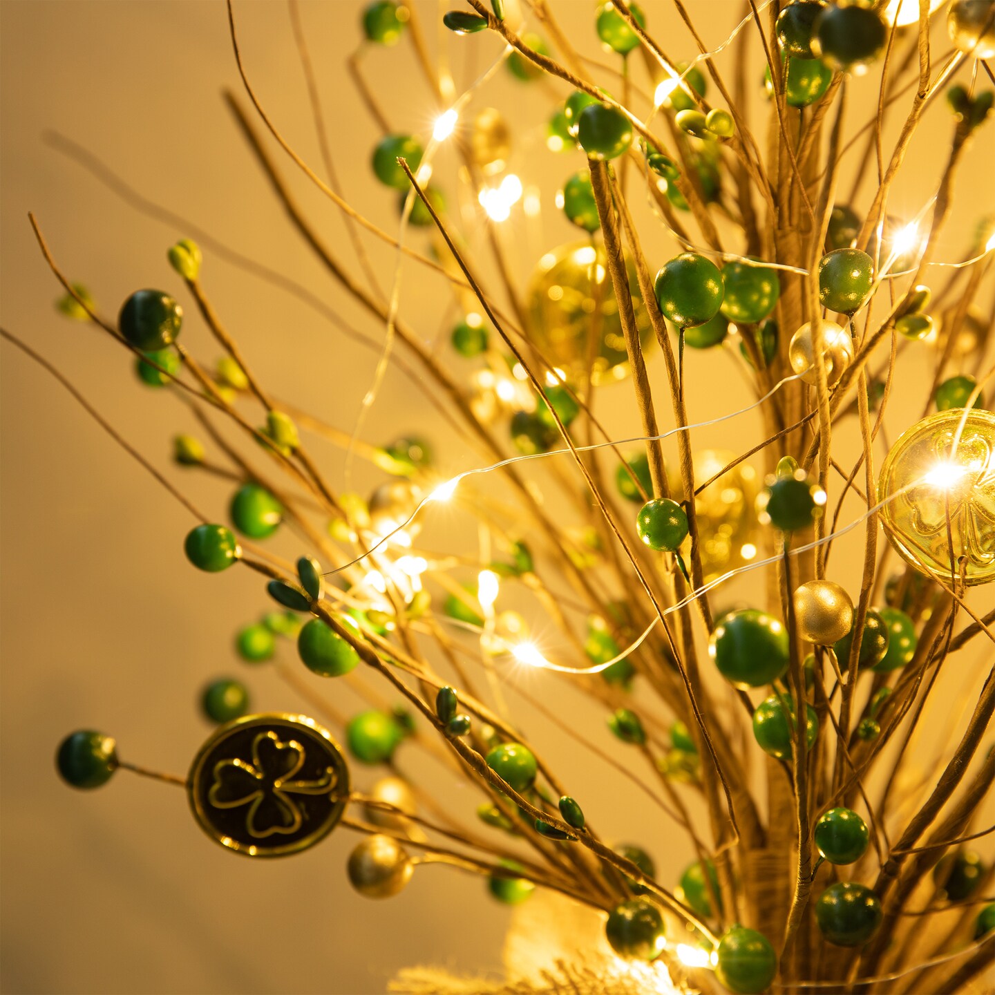 Set of 2 21&#x22;H Lighted St.Patrick&#x27;s Gold Coin Table Trees