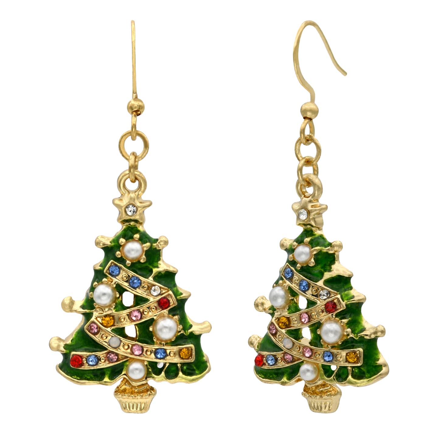 Christmas Tree Earring Gold Festive Womans Earrings