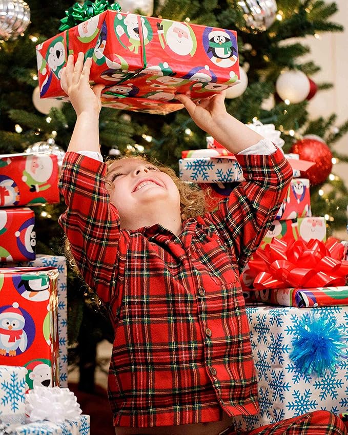 Wrapping Paper, Santa and Snowflakes (1 Jumbo Roll 30 in. x 70 ft.)