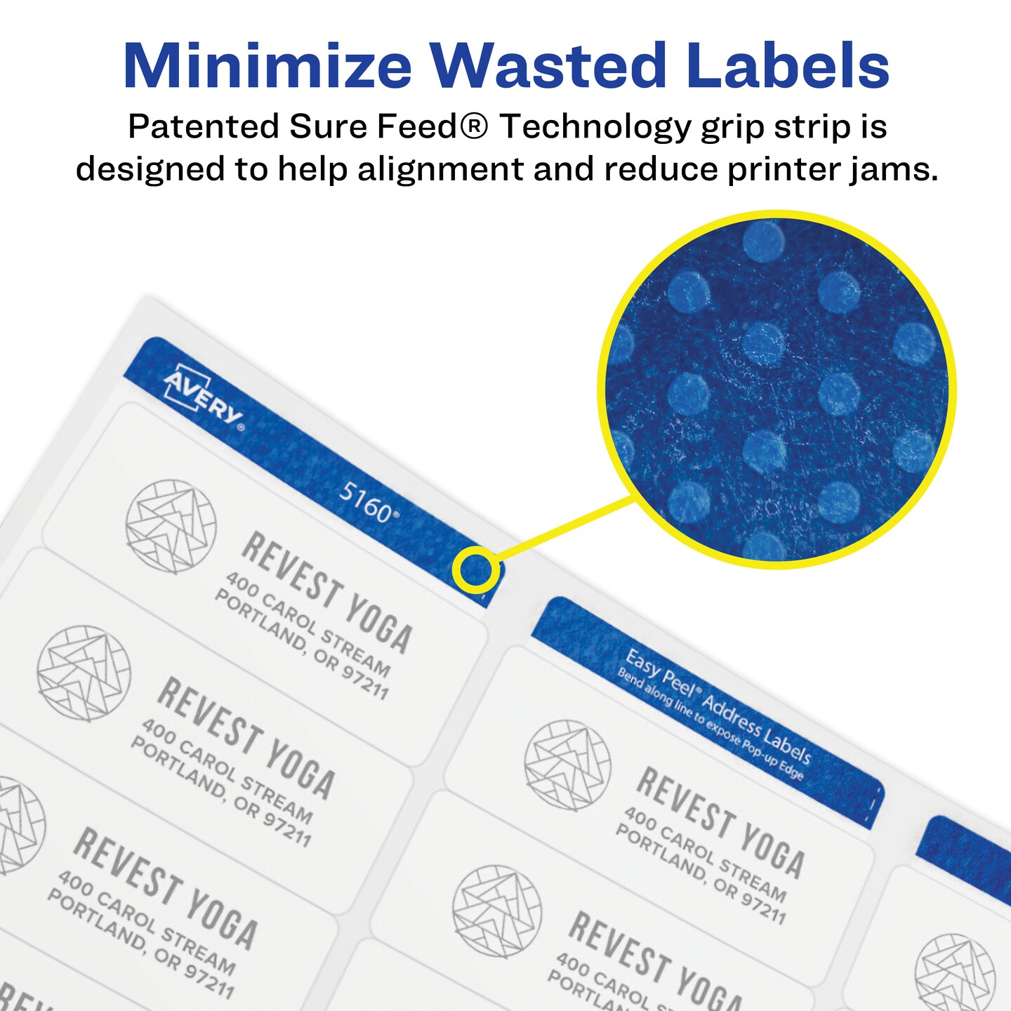 Avery Waterproof Printable Address Labels with Sure Feed, 1&#x22; x 2-5/8&#x22;, White, Ultrahold Permanent Adhesive, Laser Printers, 1,500 Blank Mailing Labels (5520) - 5 Pack