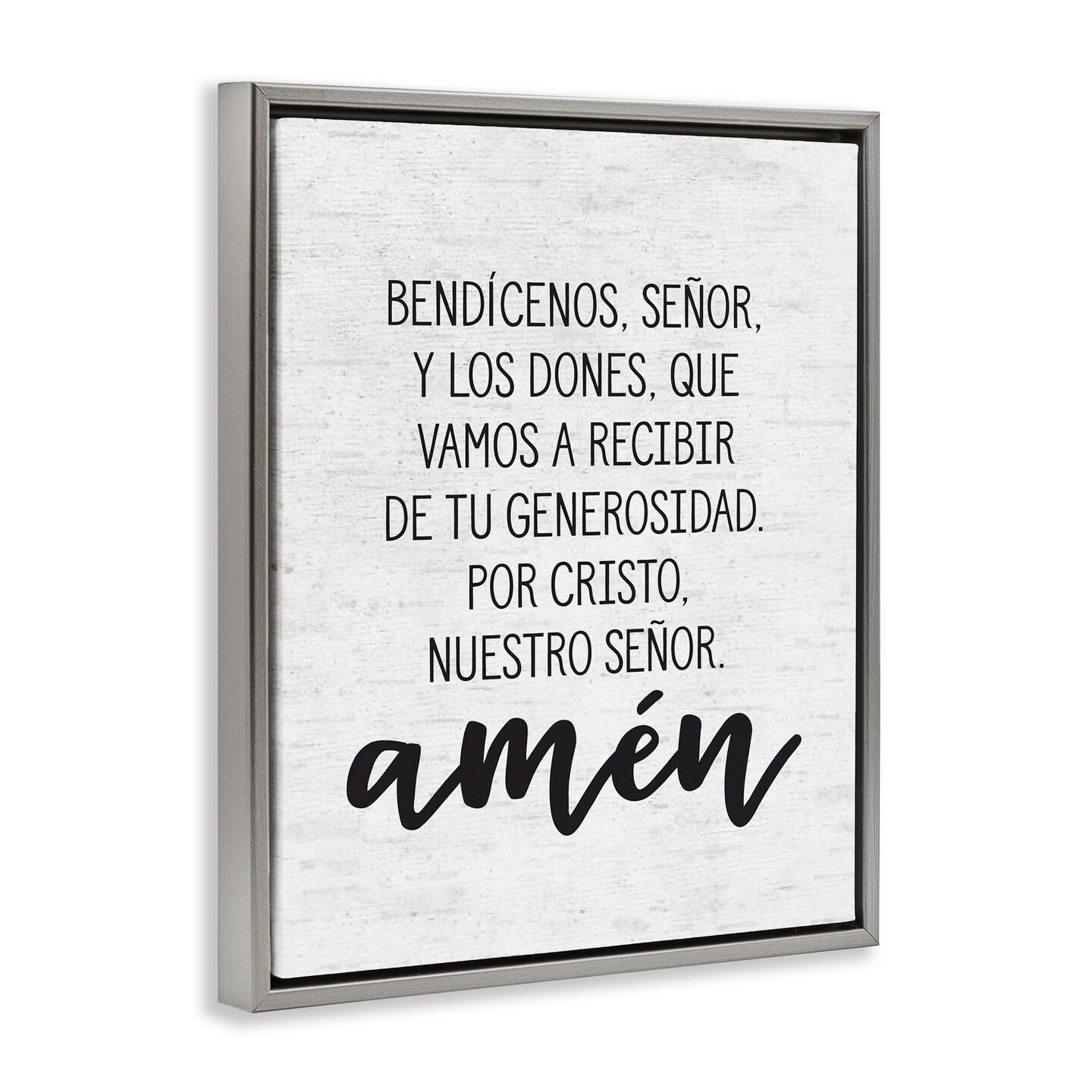 Stupell Industries Bendición de la Mesa Framed Floater Canvas Wall Art