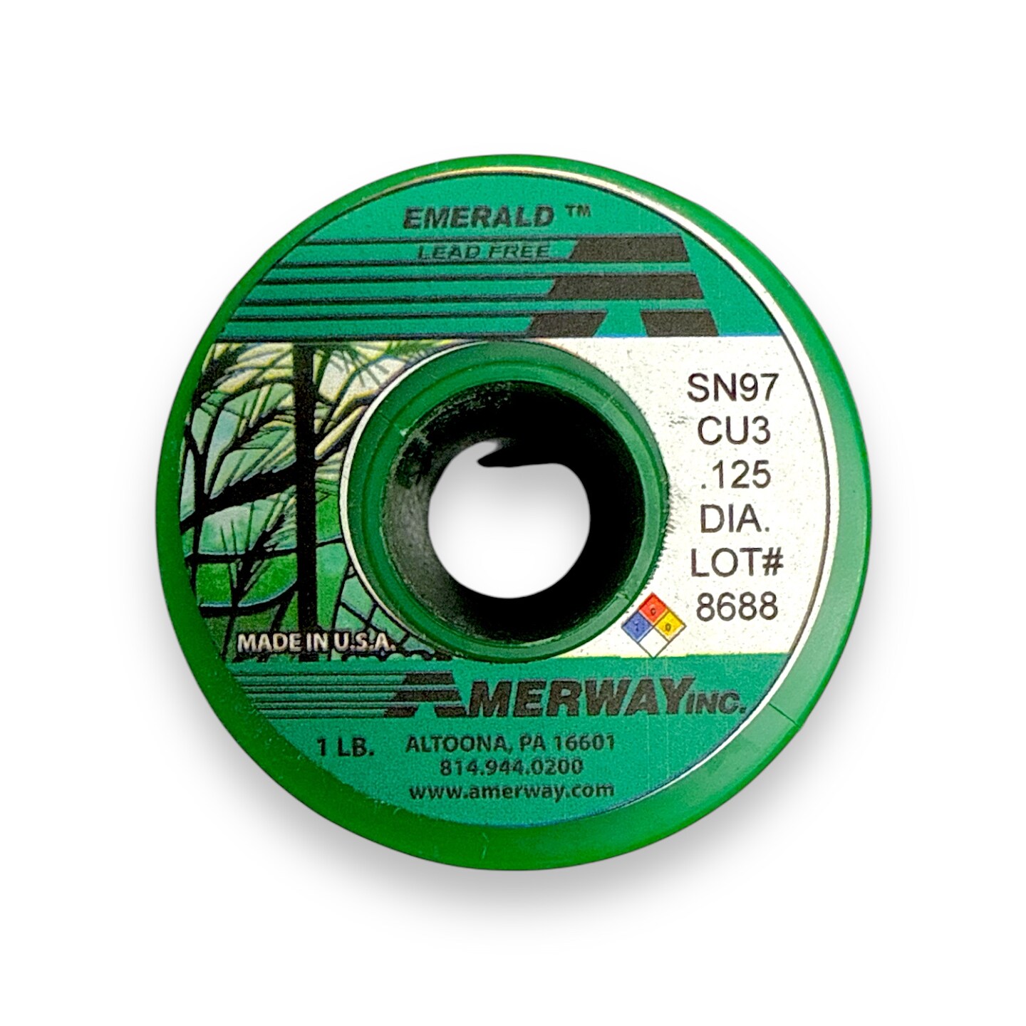 AMERWAY EMERALD Lead-Free Solder for Stained Glass (1 LB Spool)