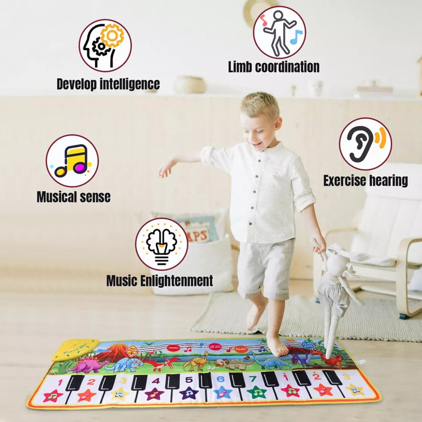 Kitcheniva Kids Toddler Musical Dance-On Piano Mat Toys Christmas Gift