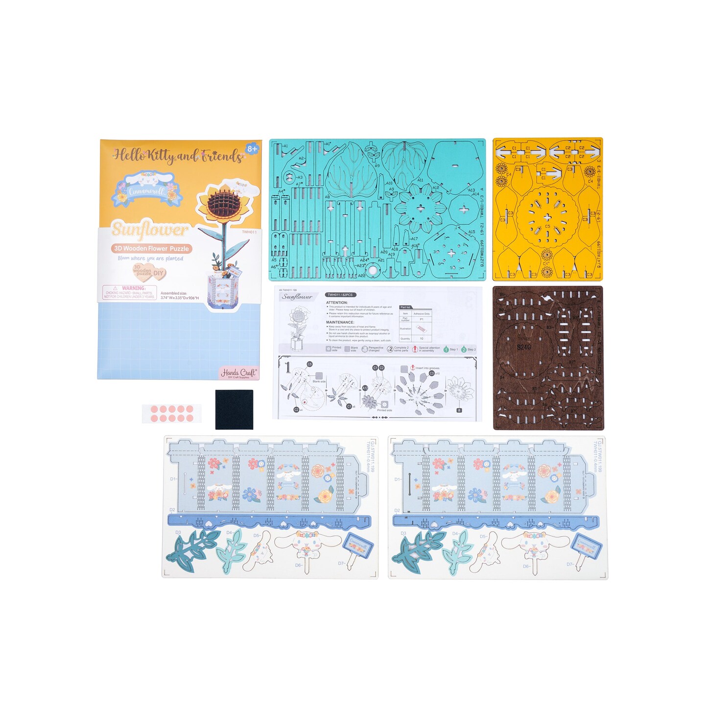 Hello Kitty® and Friends Cinnamoroll Sunflower - 3D Wooden Flower Puzzle