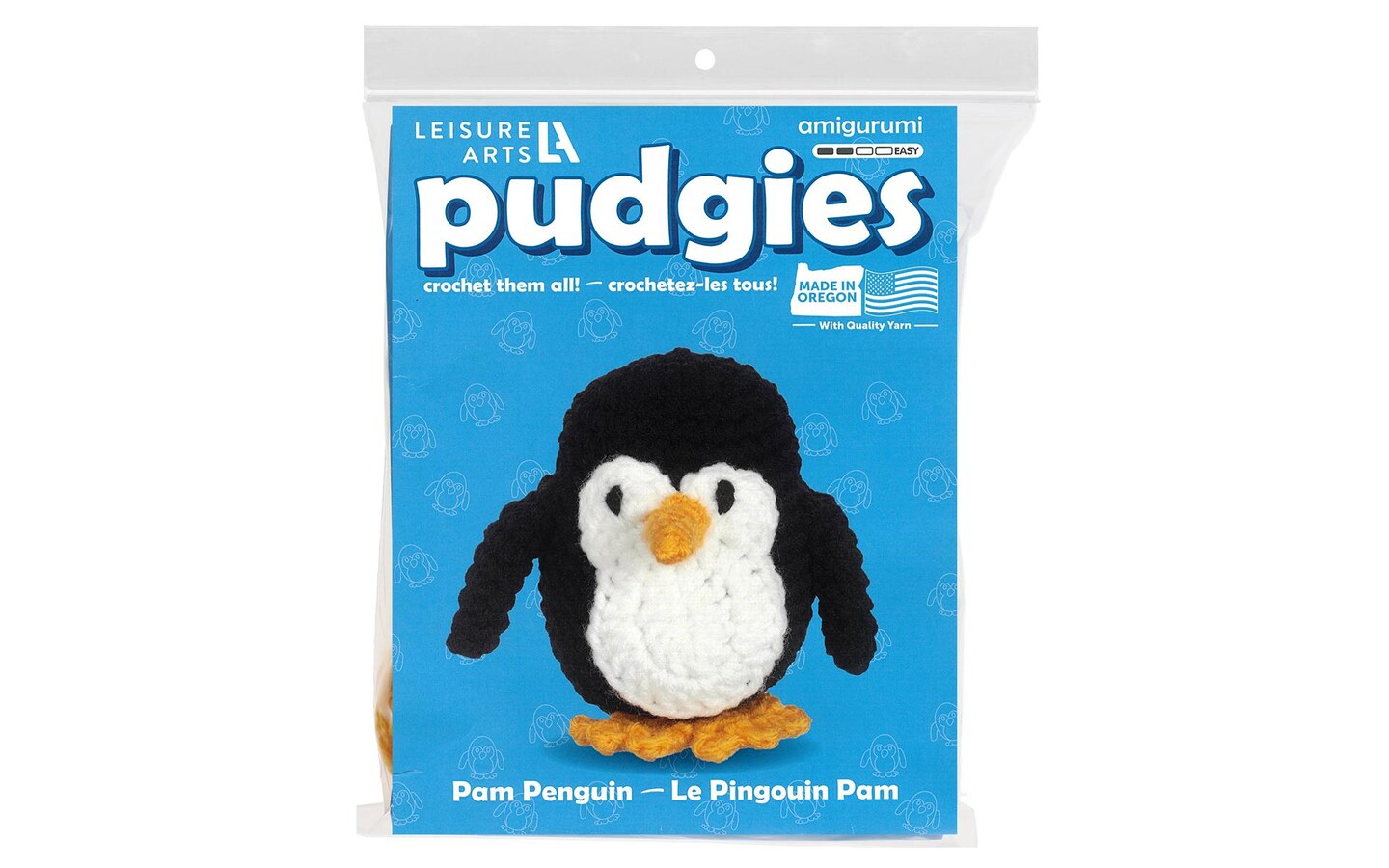 Leisure Arts - Crochet Kit, Pudgies Penguin Usa, 3", Crochet Kit For Beginners, Complete Kit, Animal Kits, Animal Diy Amigurumi Kits
