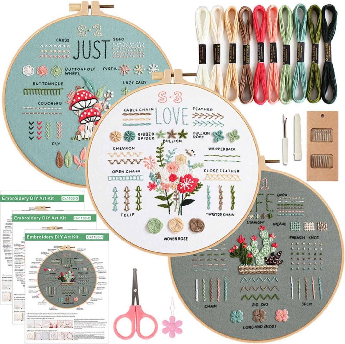 Embroidery Kit for Beginner, Top 34 Stitches for Embroidery Adults Starter