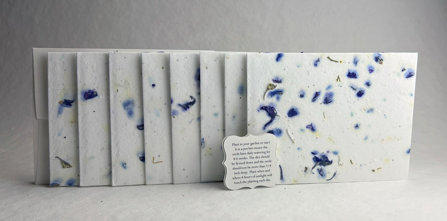 Wildflower Seed Paper A2 Folding Card - Cotton Paper Embedded with Petals Seeds - 4.25" x 5.5" - Set of 8 - With Envelopes and Guides - image23