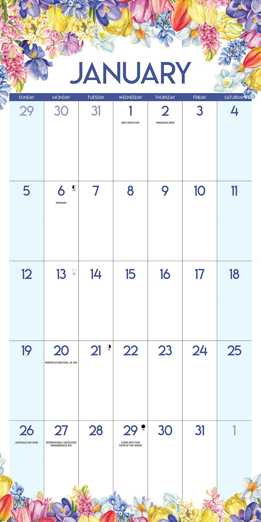 Blooms&#x2014;Large Grid 2025 Wall Calendar