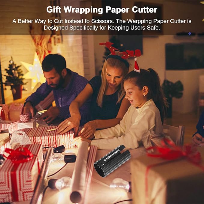Paper Roll Sliding Wrapping Paper Cutter Tool Tube/Easy Quick/Prevent Cuts Creative Holiday Paper Roll Cutter