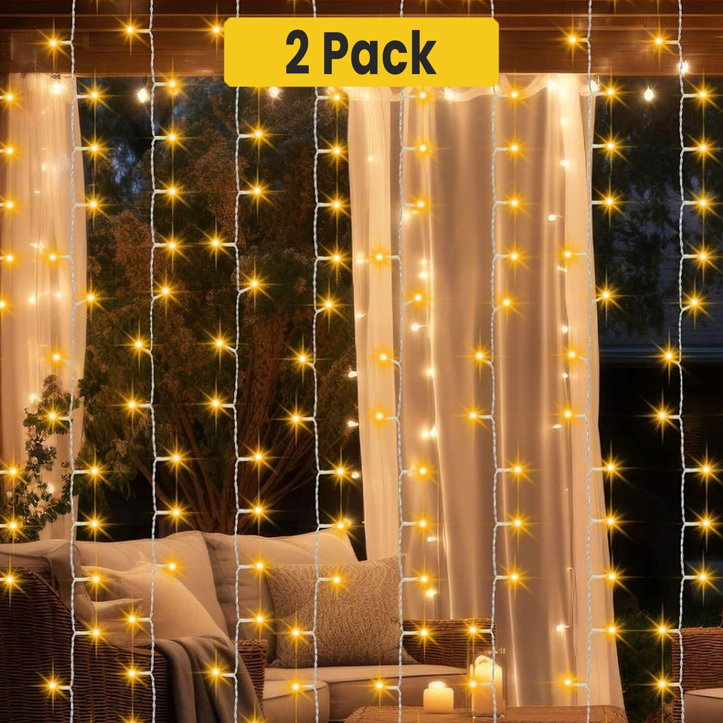 Christmas 96 LED Battery Operated Curtain Lights