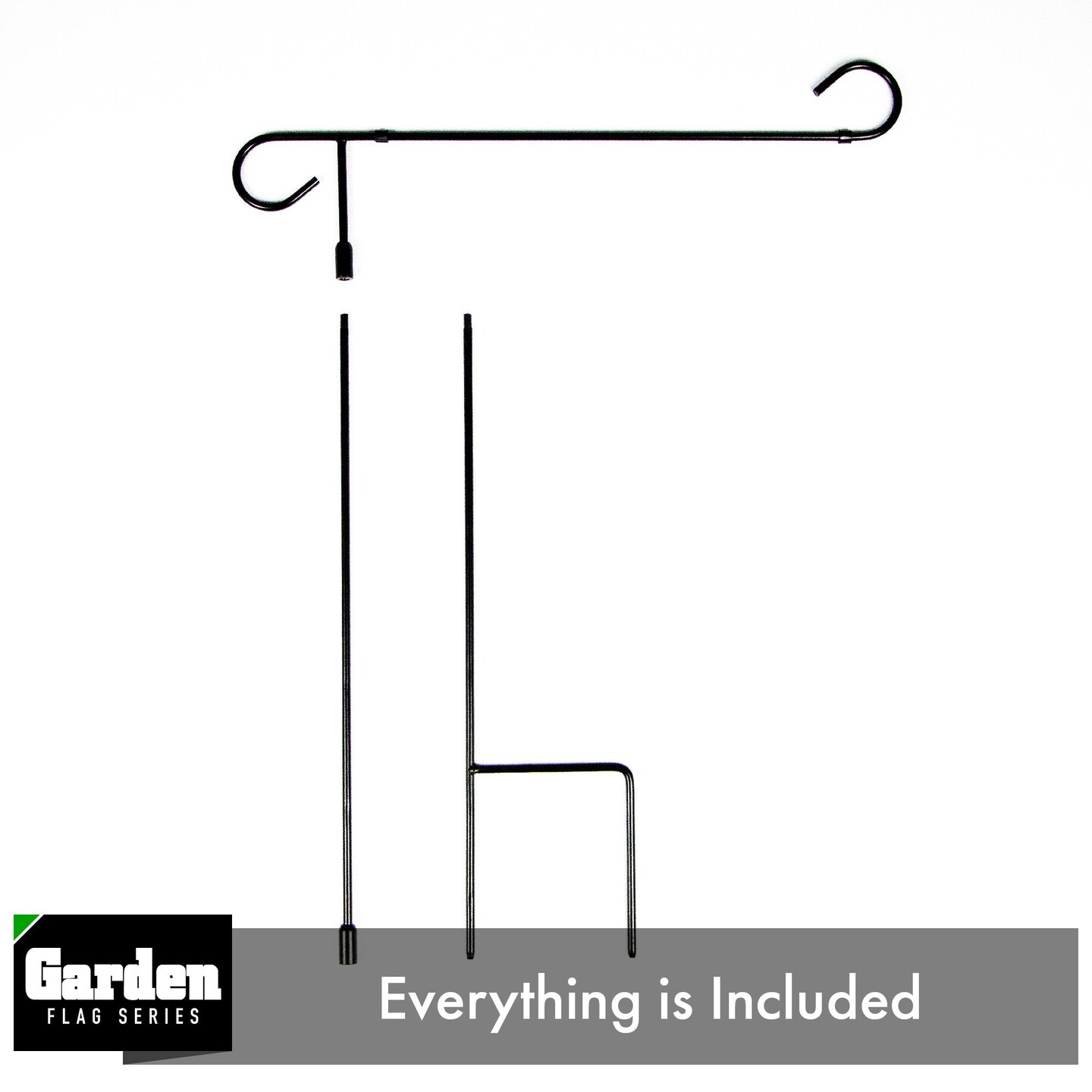 G128 Garden Flag Stand Flagpole | 36&#x22;x15&#x22; | Black Wrought Iron Stand