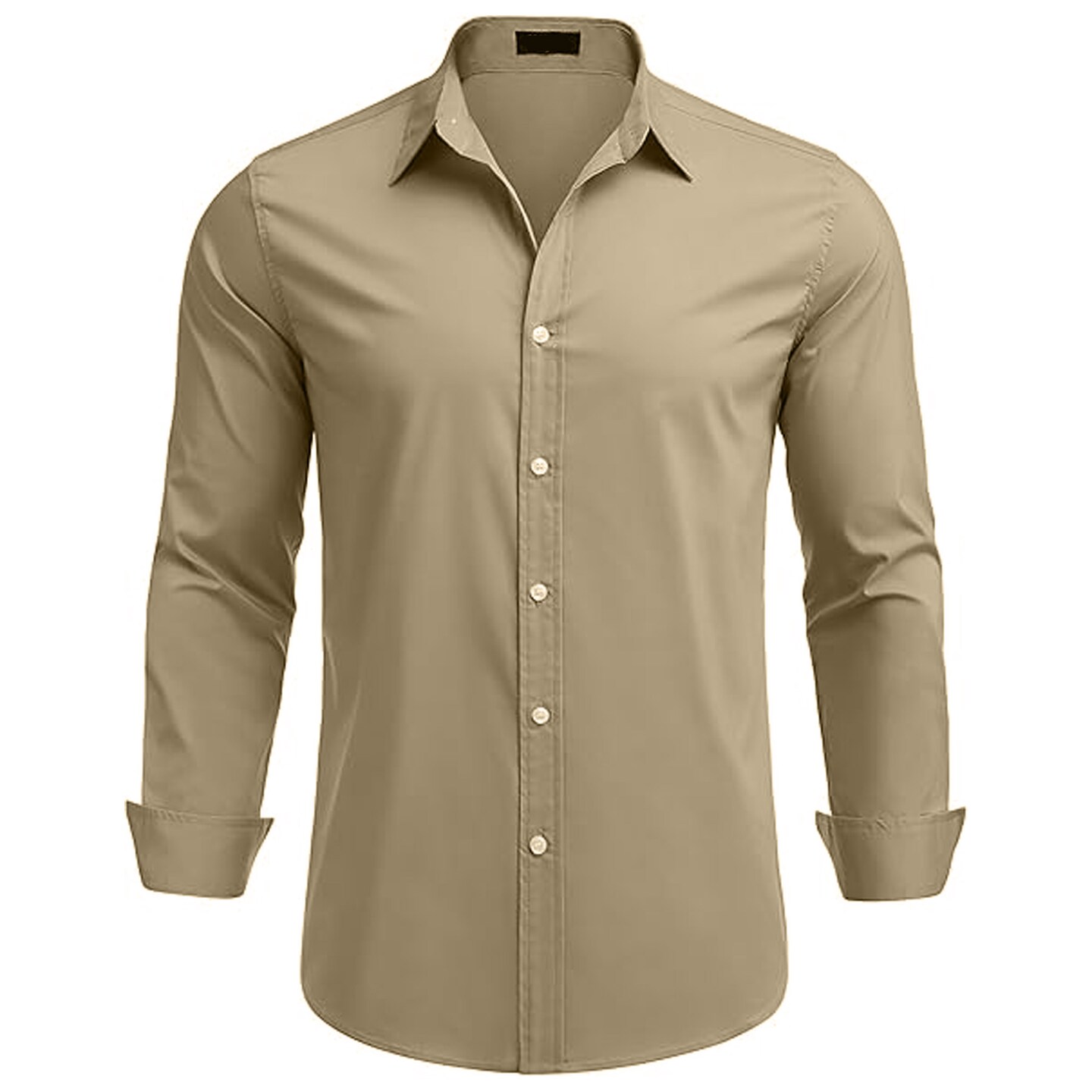 Khaki slim Fit Long Sleeve Polo Shirt