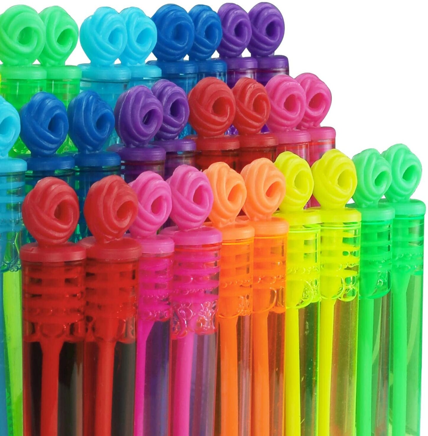 32-Piece 8 Colors Mini Bubble Wands Assortment Party Favors Toys for Kids Child, Christmas Celebration,Thanksgiving New Year, Themed Birthday,Wedding, Bath Time,Summer Outdoor Gifts for Girls Boys