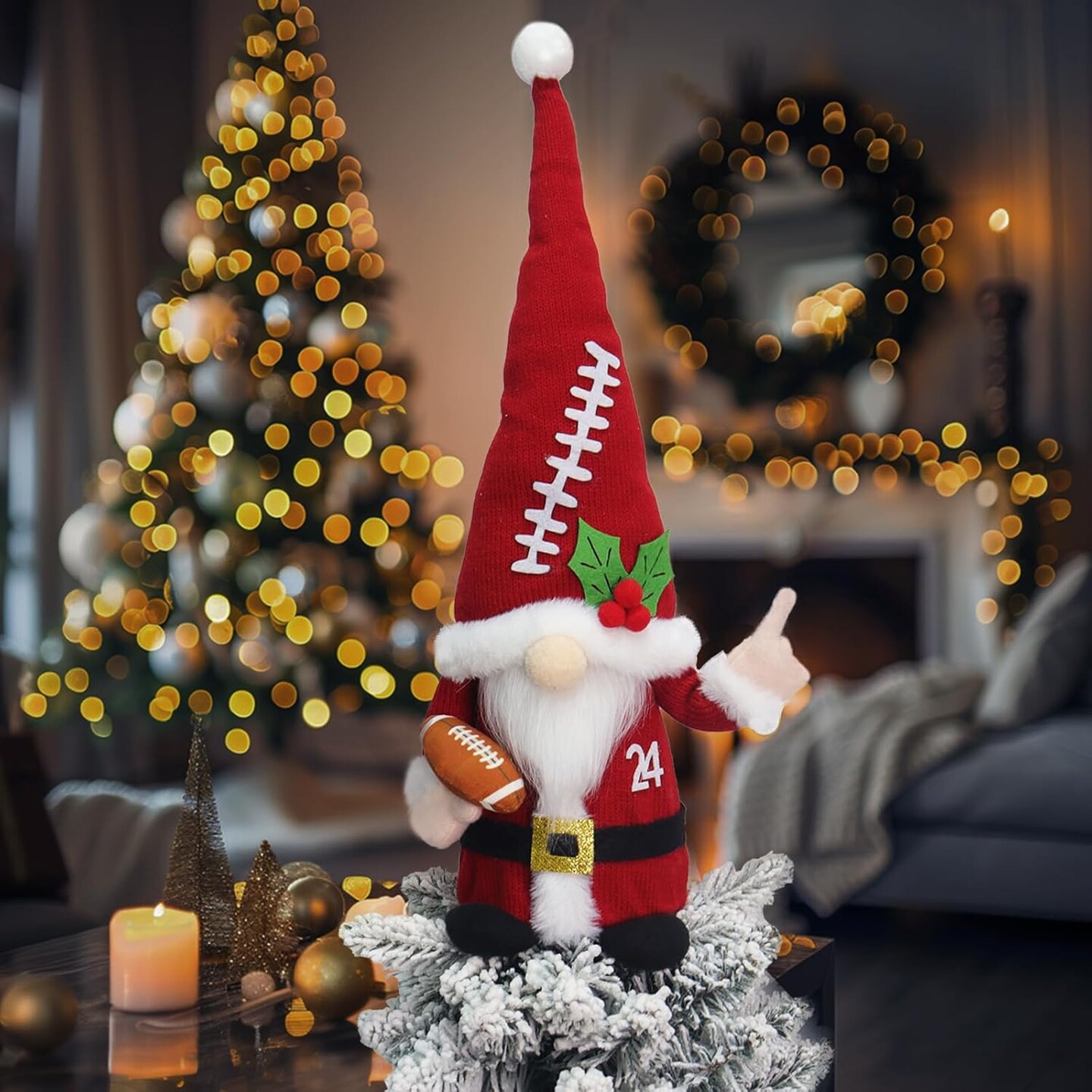 Christmas Tree Topper - Gnome Tree Topper, Santa Tree Topper, Football Themed Christmas Tree Topper Decorations, Christmas Tree Decoration, Funny Tree Topper, Unique Tree Topper