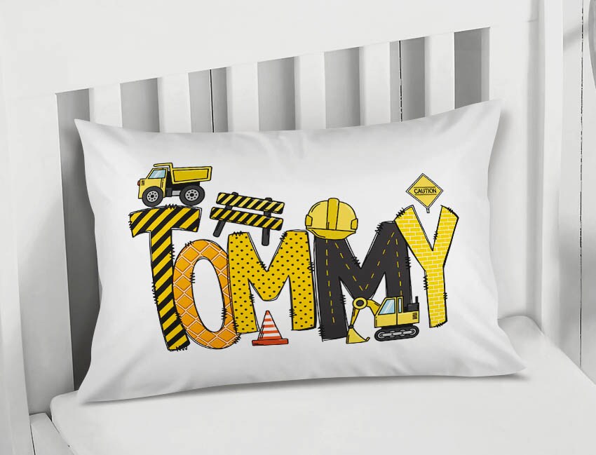 Construction Personalized Pillowcase with Diggers Choice of Standard or Toddler Size Pillow Case MakerPlace by Michaels