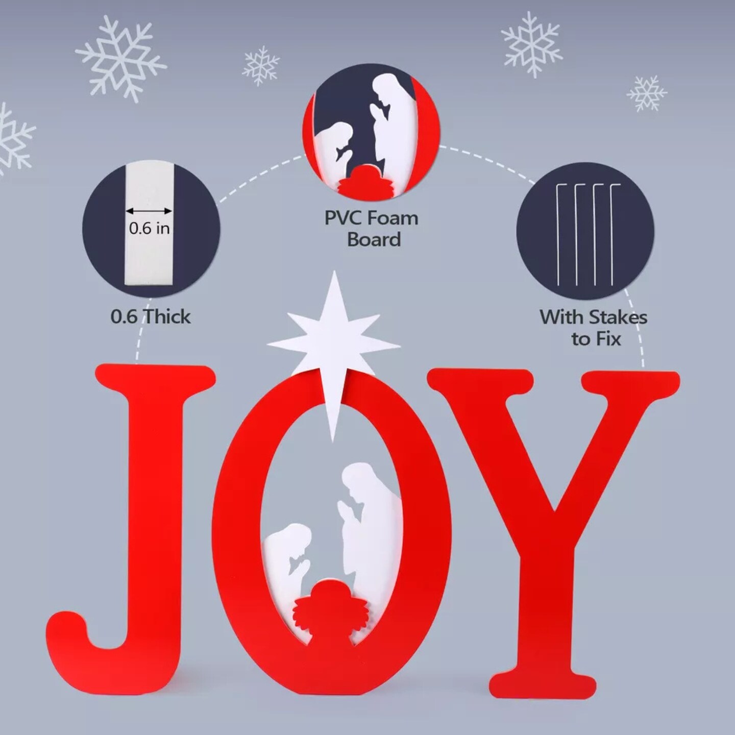Kitcheniva Outdoor Christmas Decorations JOY Nativity Sets Red