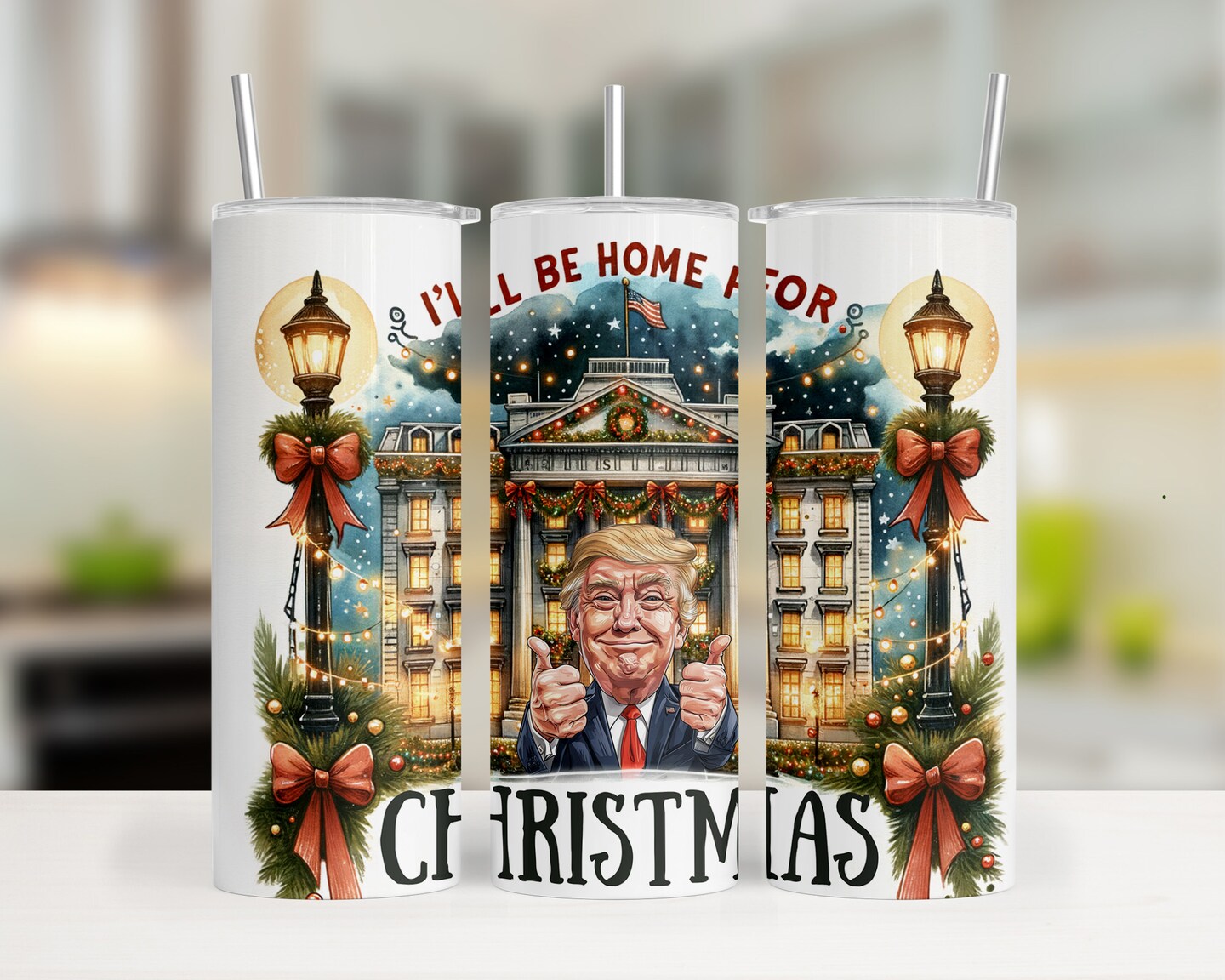 Trump I'll Be Home For Christmas Tumbler 405560655595241472