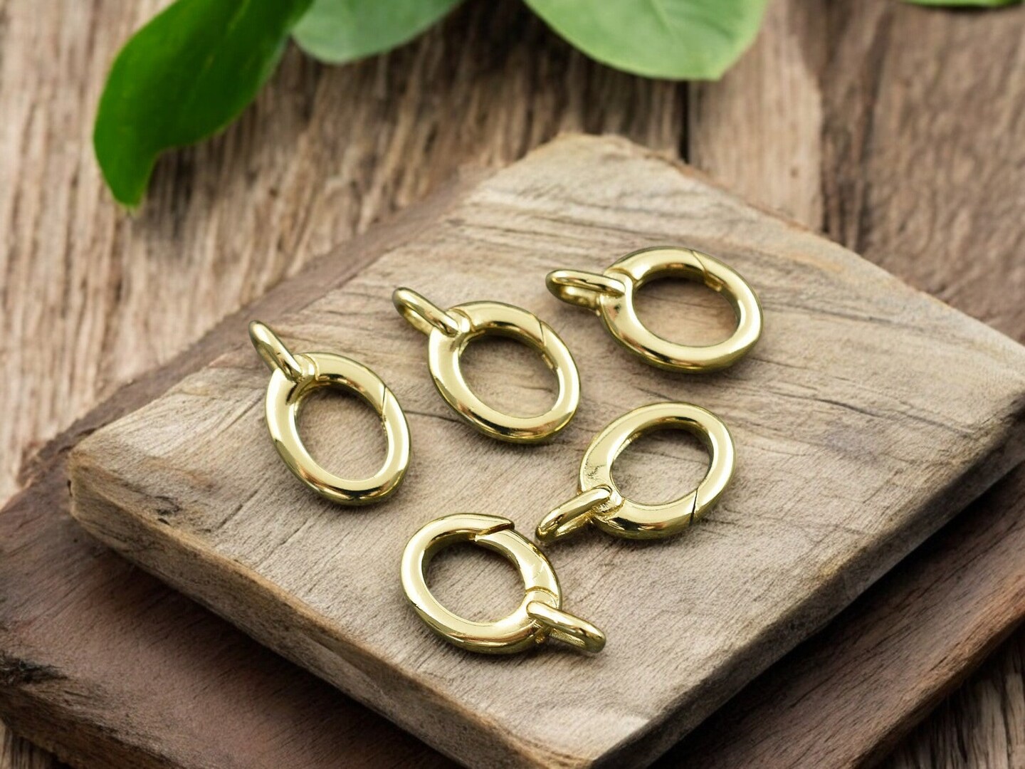 *5* 16x9mm 18k Gold Plated Oval Spring Ring Clasps