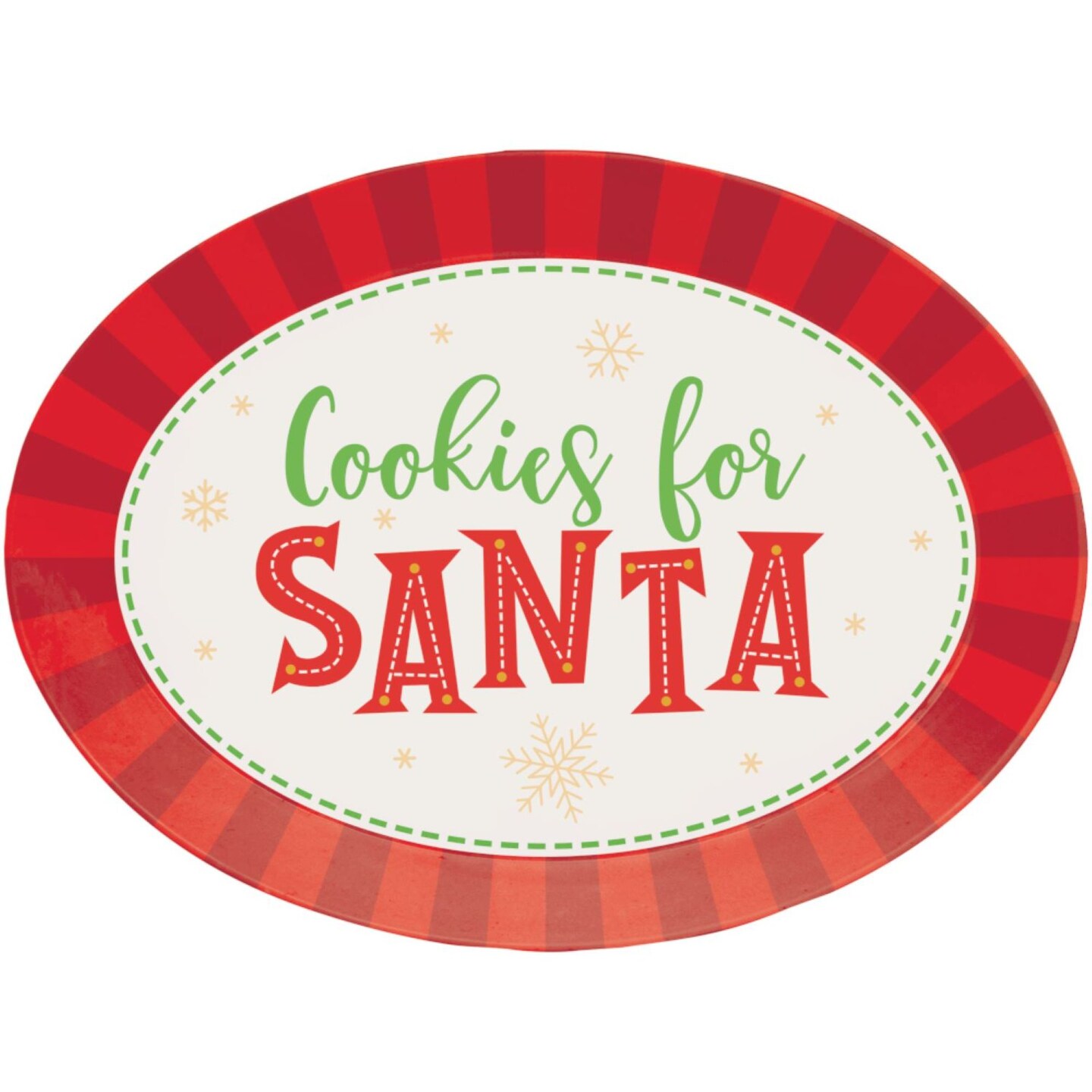 Party Central Cookies for Santa Oval Serving Trays - 13.25&#x22; - Club Pack of 12