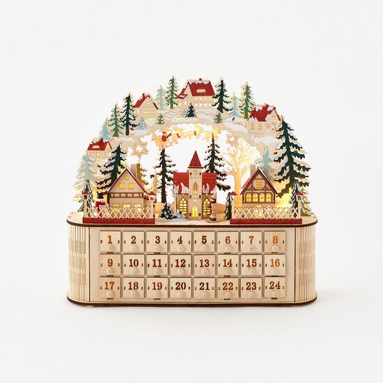 Bavarian Christmas Village - Wooden Mountain Scene Advent Calendar