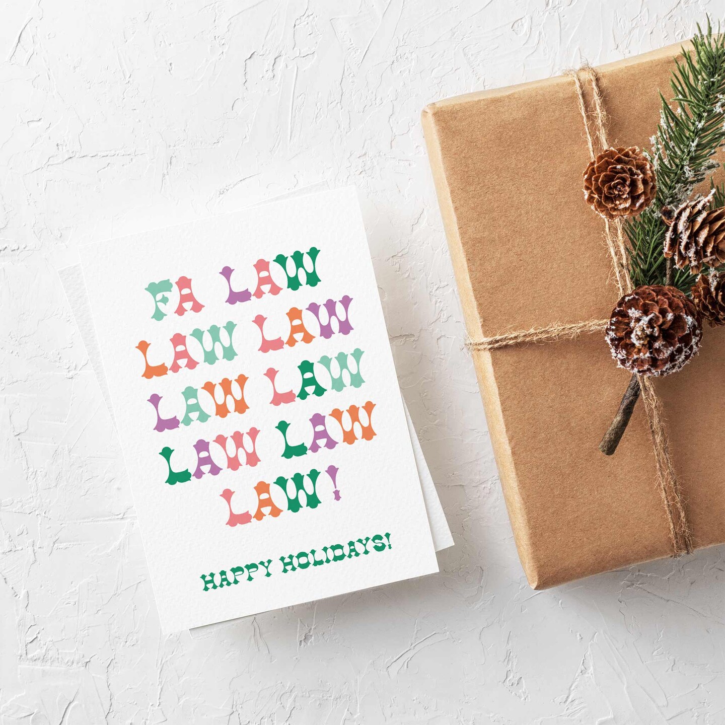 Lawyer Christmas Greeting Cards Boxed Set of 24 Holiday Notecards Featuring &#x22;Fa Law Law Law&#x22; Design, Perfect for Lawyers, Law Firms, and Legal Professionals