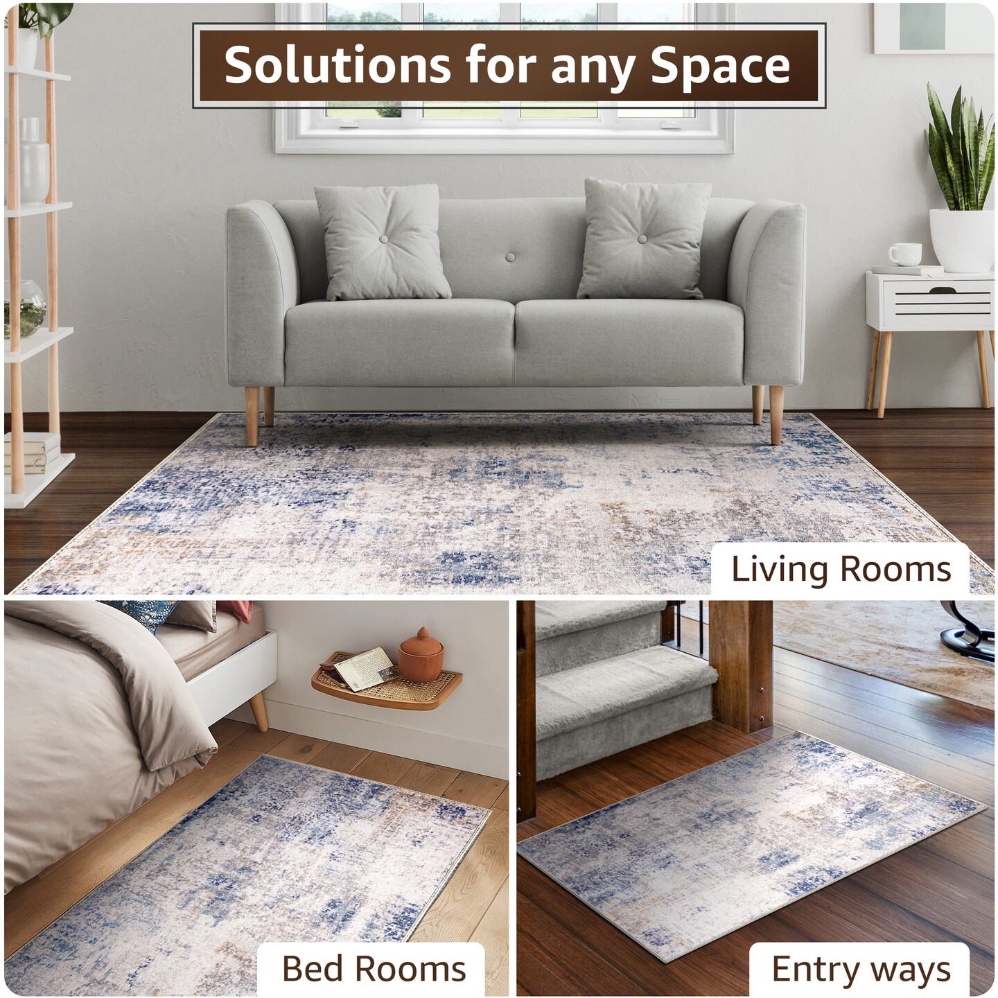Sorbus 3x5 Area Rug for Entryway, Machine Washable, Non-Slip, Vintage Rug