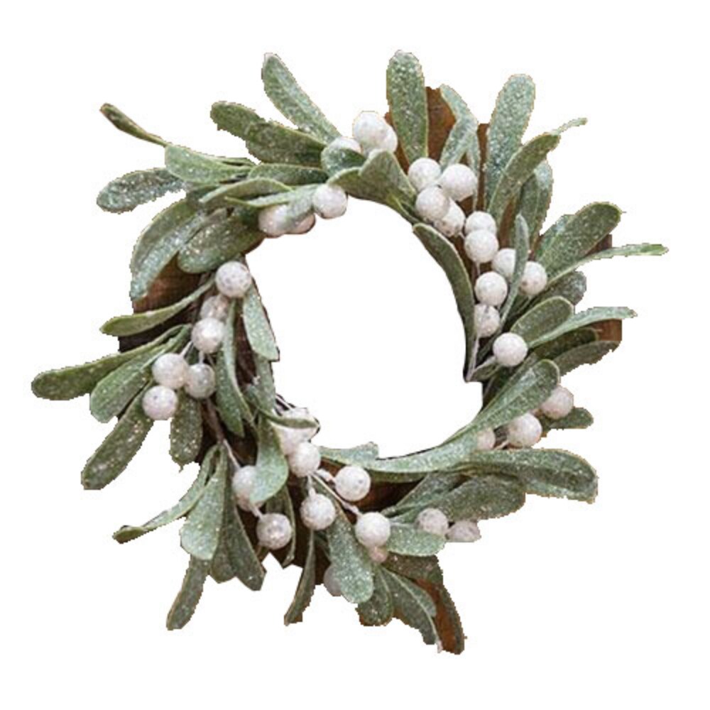 Glittered Mistletoe Candle Ring 10&#x22;