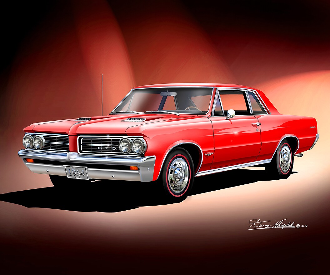 1964 Pontiac GTO Pillard Coupe - Bright Red - Art Print by Danny