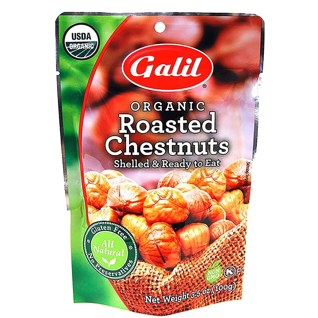 Galil Organic Shelled Roasted Chestnuts 3.5 Ounce (Pack Of 6)