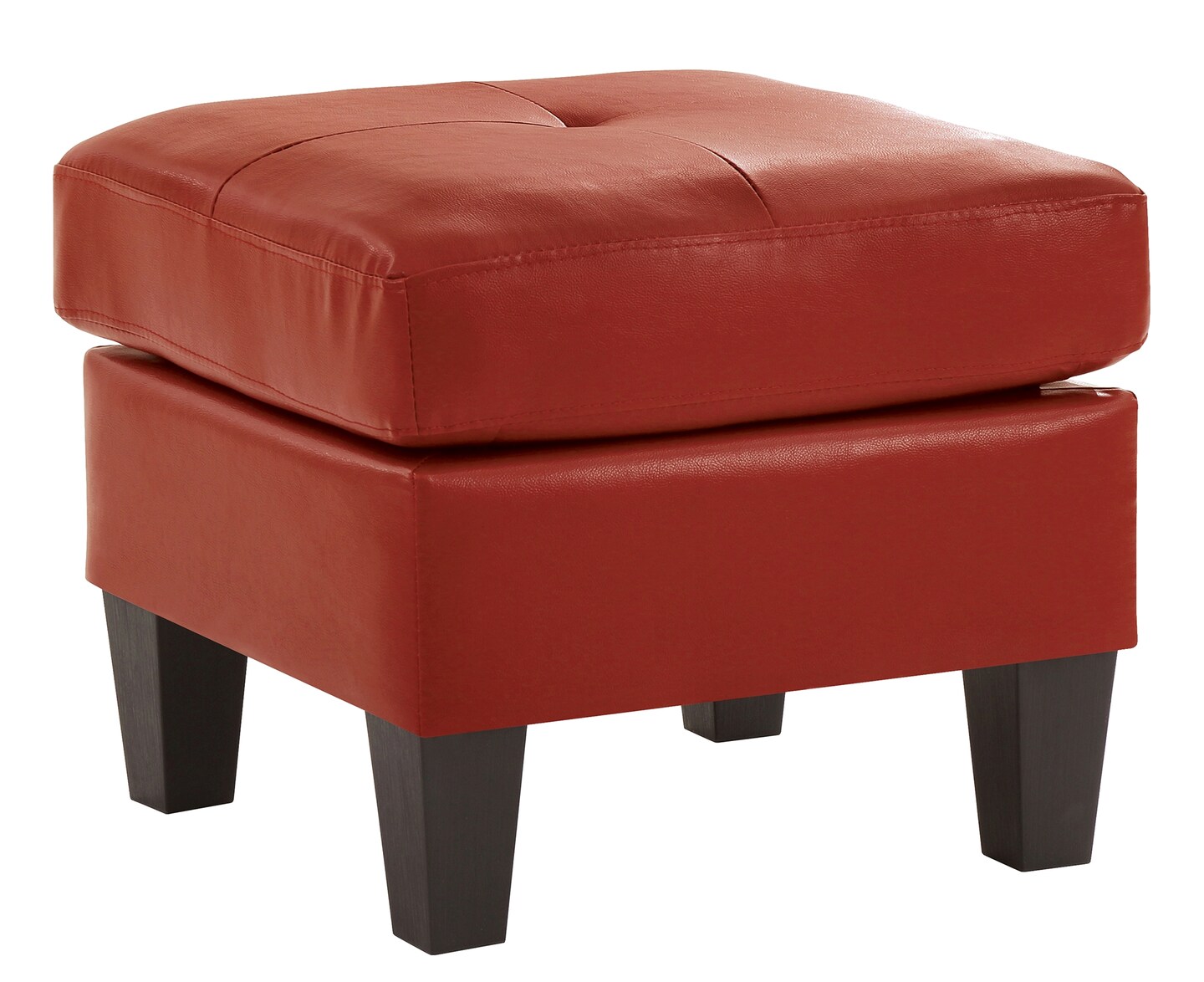 Contemporary Home Living Faux Leather Upholstered Tufted Ottoman - 23&#x22; - Red