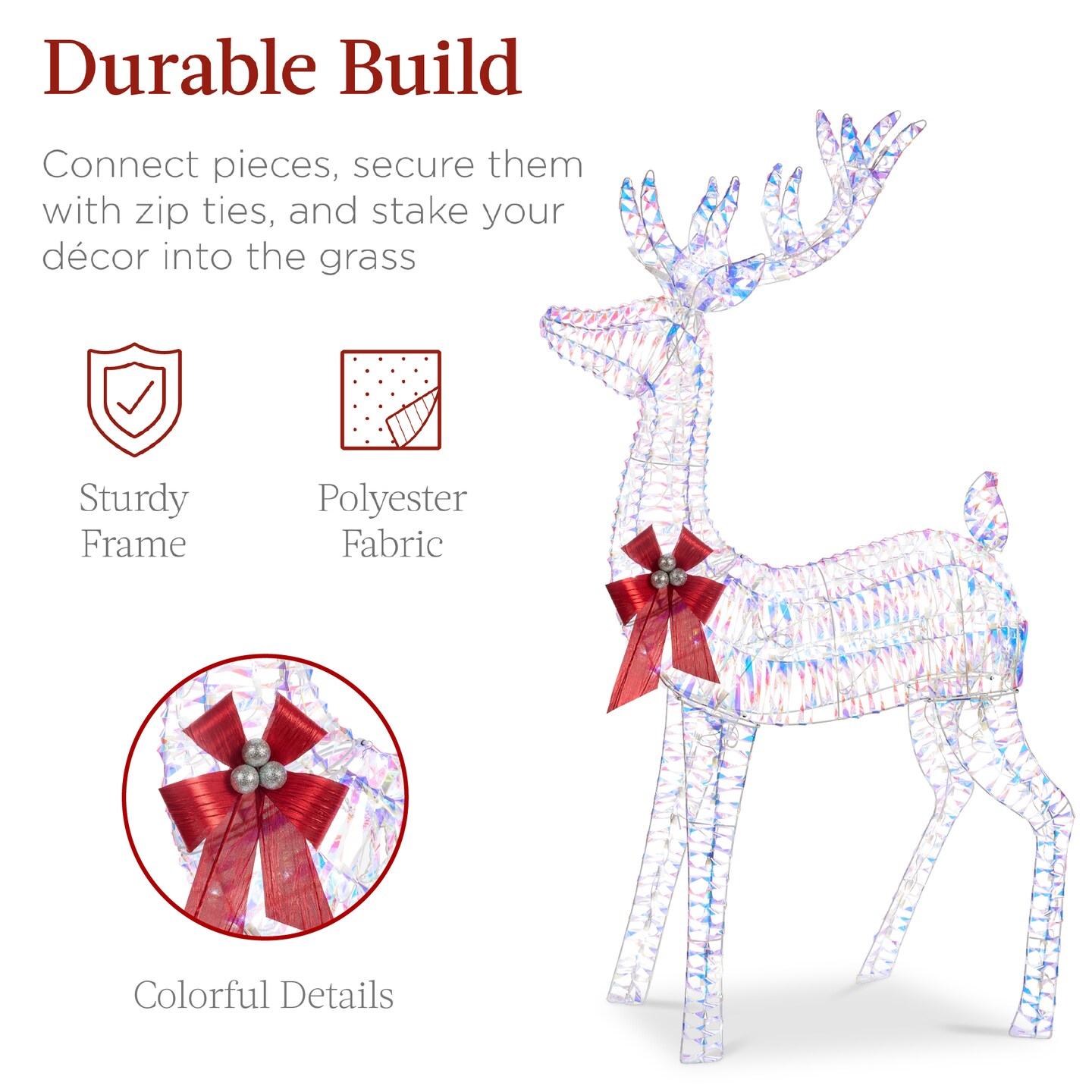 Best Choice Products 3-Piece Lighted Christmas Deer Set Outdoor Yard Decoration w/ 360 LED Lights, Stakes