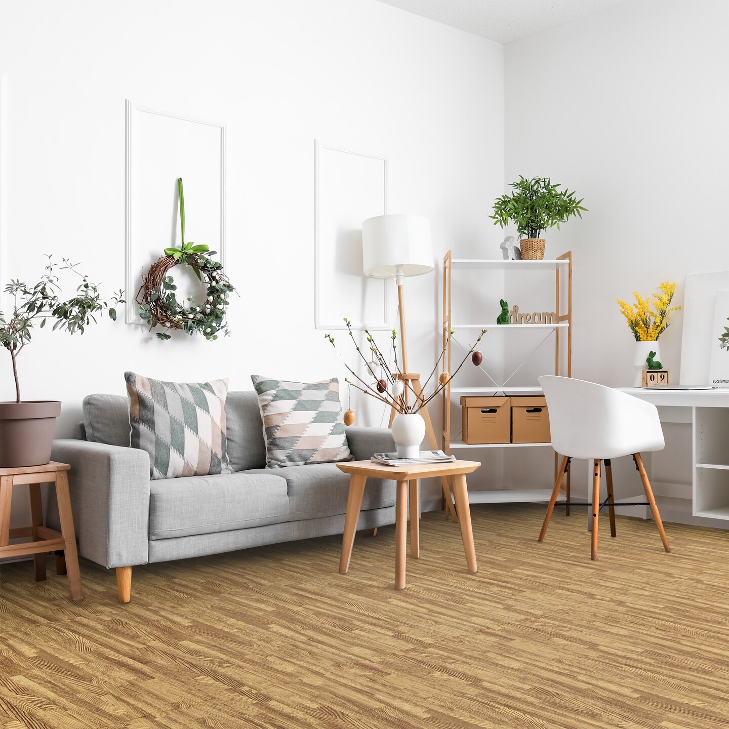 Sorbus 96 Sq. Ft. Wood Grain Floor Tiles, 24 Interlocking EVA Foam Mats, Thick Floor Mats w/ Borders for Home Gym, Playroom, and More