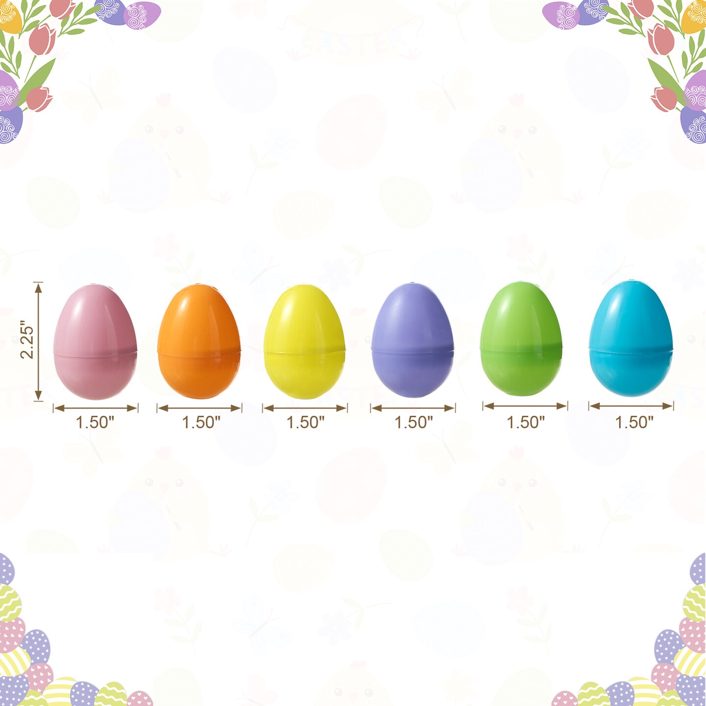 120 PCS/ 180 PCS Easter Plastic Fillable Eggs in 6 Assorted Colors