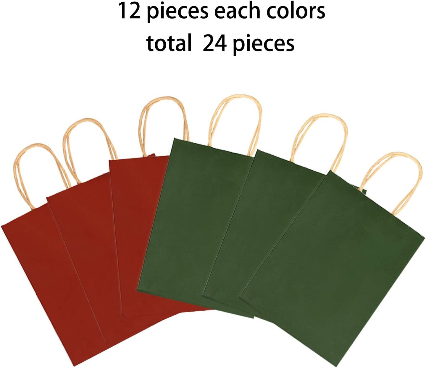 24 Pieces Red Green Christmas Paper Bags (8.66 x 6.3 x 3.15 Inches)