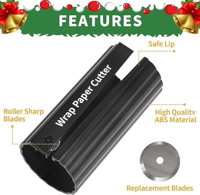 Paper Roll Sliding Wrapping Paper Cutter Tool Tube/Easy Quick/Prevent Cuts Creative Holiday Paper Roll Cutter