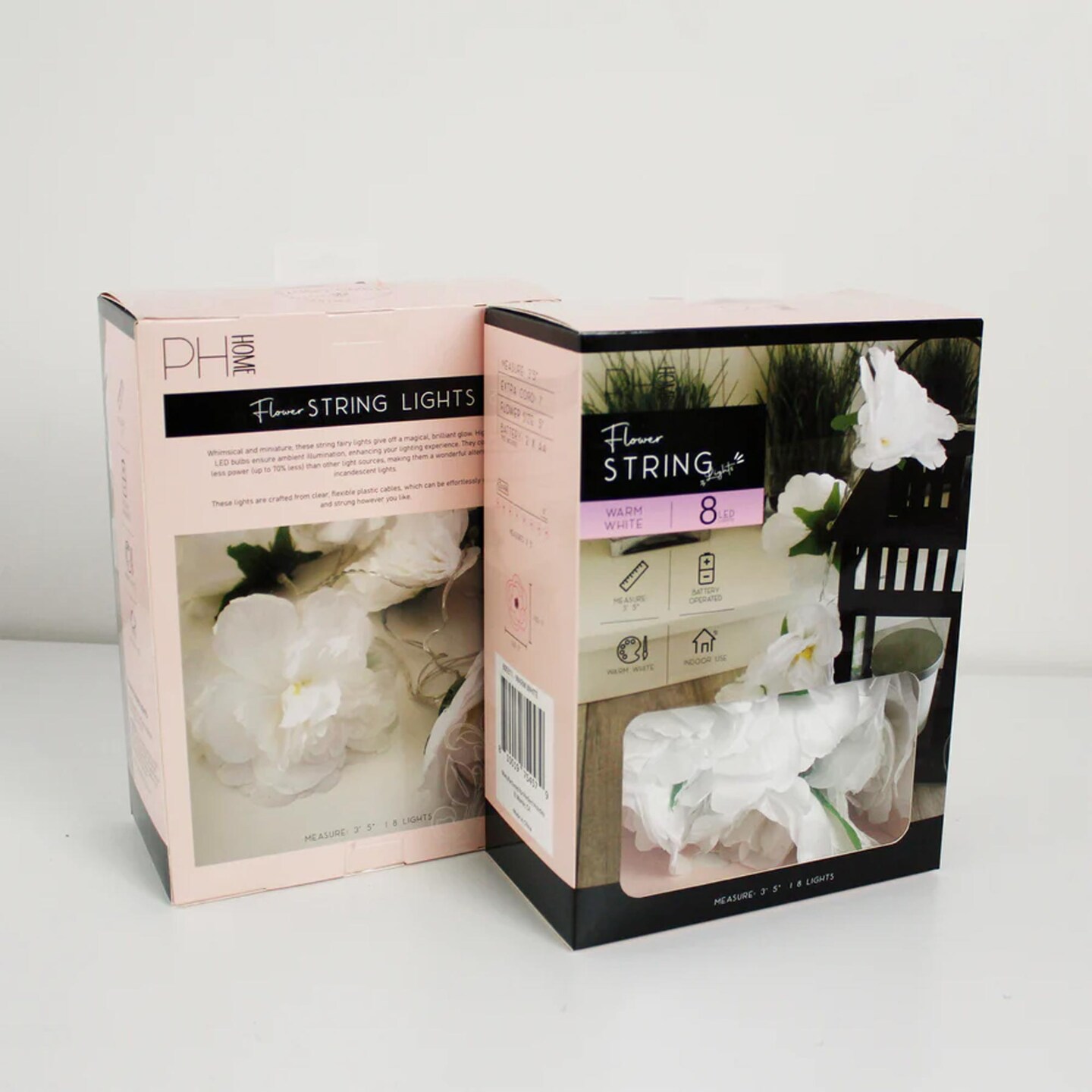 8 LED Large White Flower String Lights Warm White