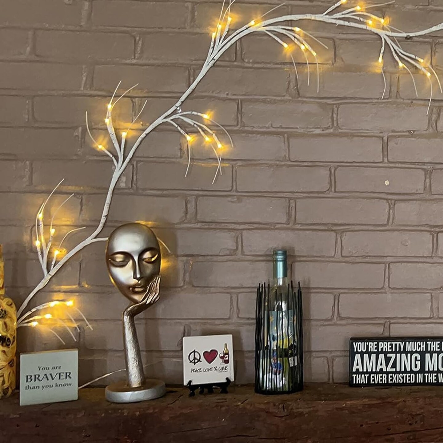 Lighted Garland with Birch Branches 6FT 48 Warm Lights, Lighted Birch Garland with Timer,Pre Lit Birch Garlands for Bedroom Wall Chrismtas Indoor Decorations (Battery Operated-707)