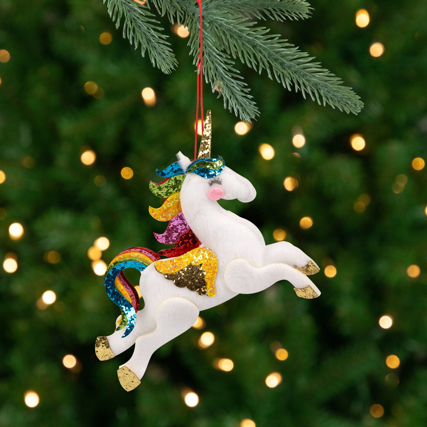Northlight Plush Leaping Rainbow Unicorn Christmas Ornament - 6.5&#x22;