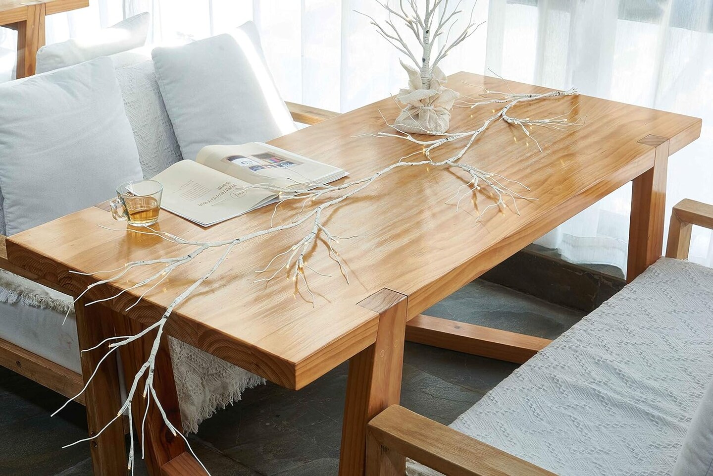 Perfect Holiday 48 LED Birch Garland Lights, 6FT WARM WHITE