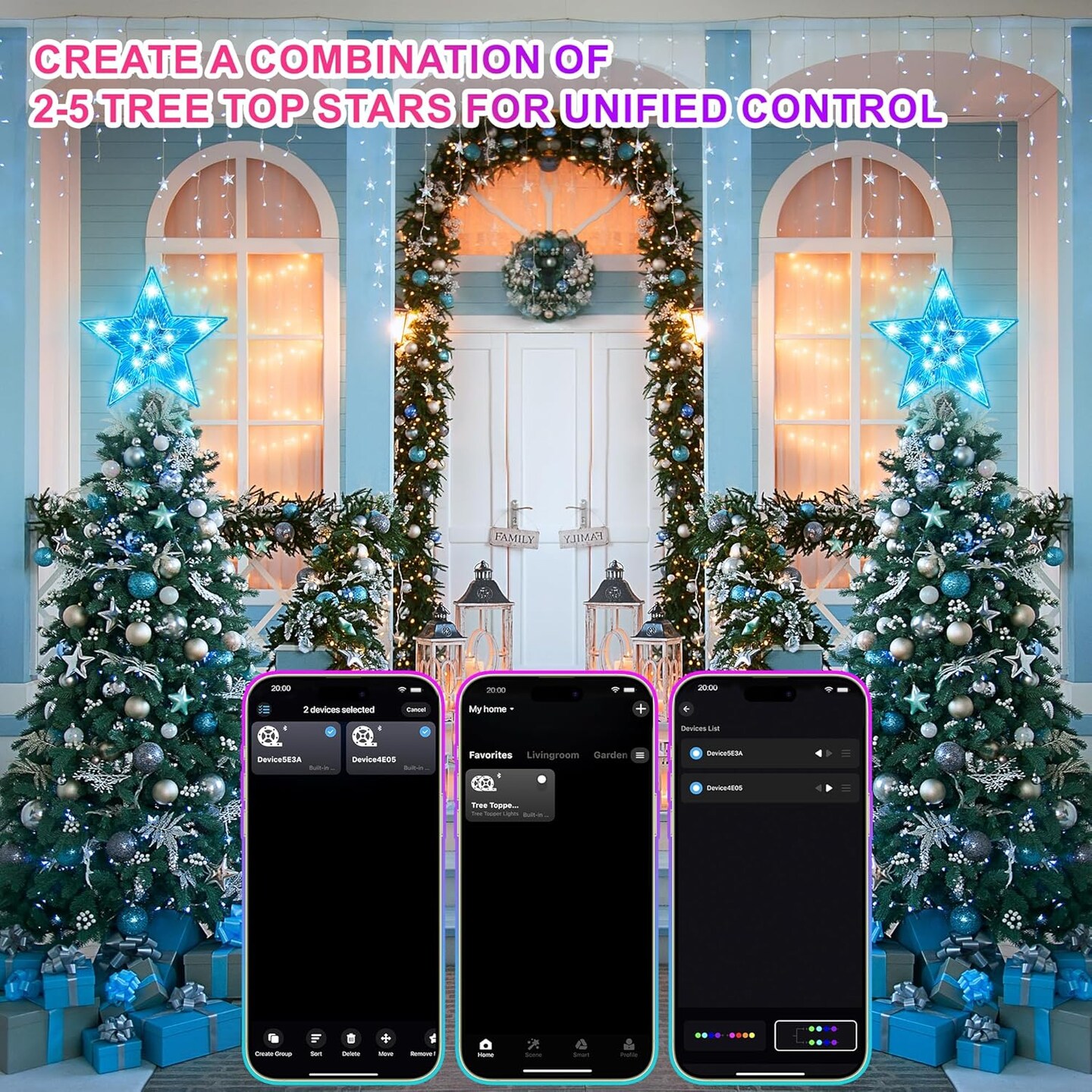 82 Modes 8&#x22; Smart Christmas Star Tree Topper with Lights - 11 Bright LED 16 Million Colors DIY Tree Star Topper, App Control Music Sync with Remote Indoor Outdoor Decoration