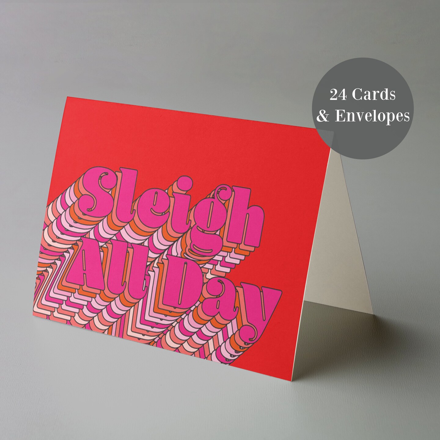 Pink Christmas Greeting Cards Boxed Set – 24 Holiday Cards with 12 Unique Fun Designs, Perfect for Teens and Trendy Celebrations, Bulk Pack with Envelopes