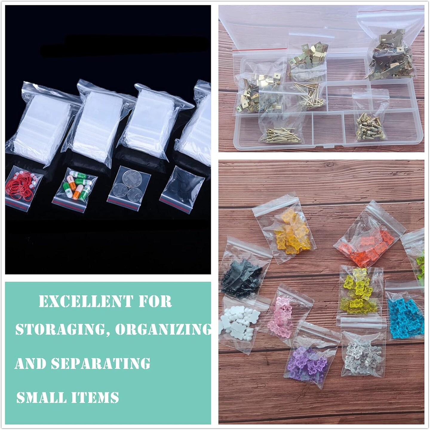 700 Pack Poly Zipper Bags,5 Different Size Small Craft Plastic Bags,Clear Reusable Ziplock Bags Storage for Bead,Jewelry,Candy