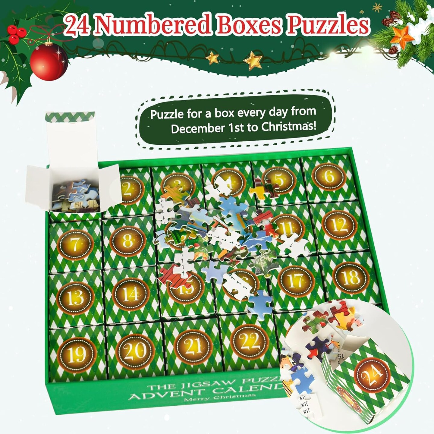 Advent Calendar Christmas Snowy Village 1000 Pieces Jigsaw Puzzle