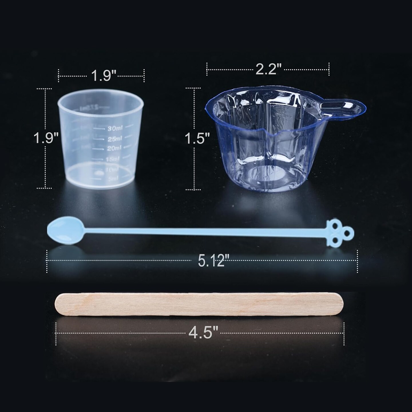 LET&#x27;S RESIN Epoxy Mixing Cups Kit,200Pcs, Plastic, 30ml Disposable Measuring Cups,50 Wooden Stirring Sticks, Dropper for Paint Mixing, Jewelry Making