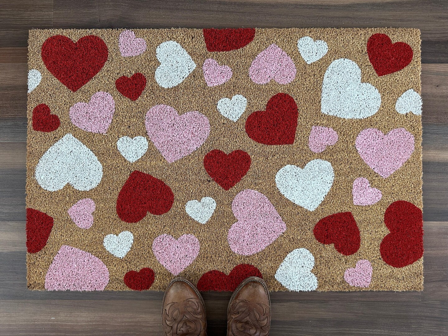 Oversized Falling Hearts Valentine's Outdoor Coir Door Mat | 23