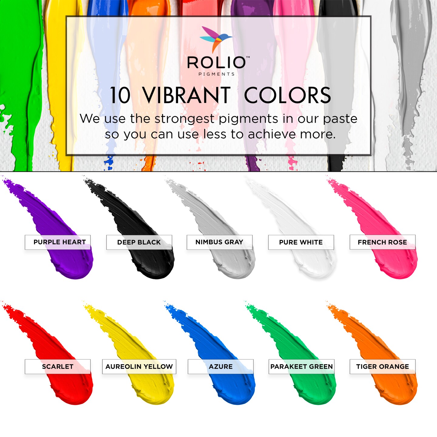 Rolio Pigment Paste Set, 10 Solid Colors, 1oz Jars Each - for Epoxy Resin, Resin Pigment, Epoxy Resin Dye Paste, Epoxy Paint, Resin Paste Pigment, Epoxy Resin Color Pigment Paste