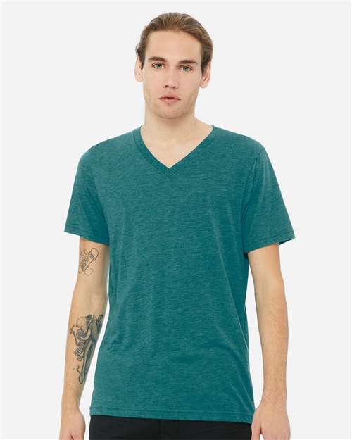 BELLA + CANVAS Triblend V-Neck Tee Soft Lightweight Unisex Retail Fit Everyday Casual Shirt