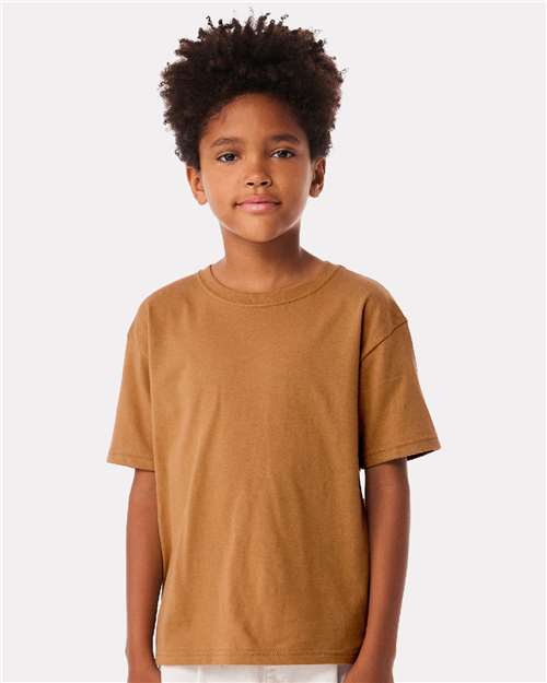 BELLA + CANVAS Youth 6 oz Heavyweight Crewneck Short Sleeve Durable Cotton T-Shirt for Everyday Wear